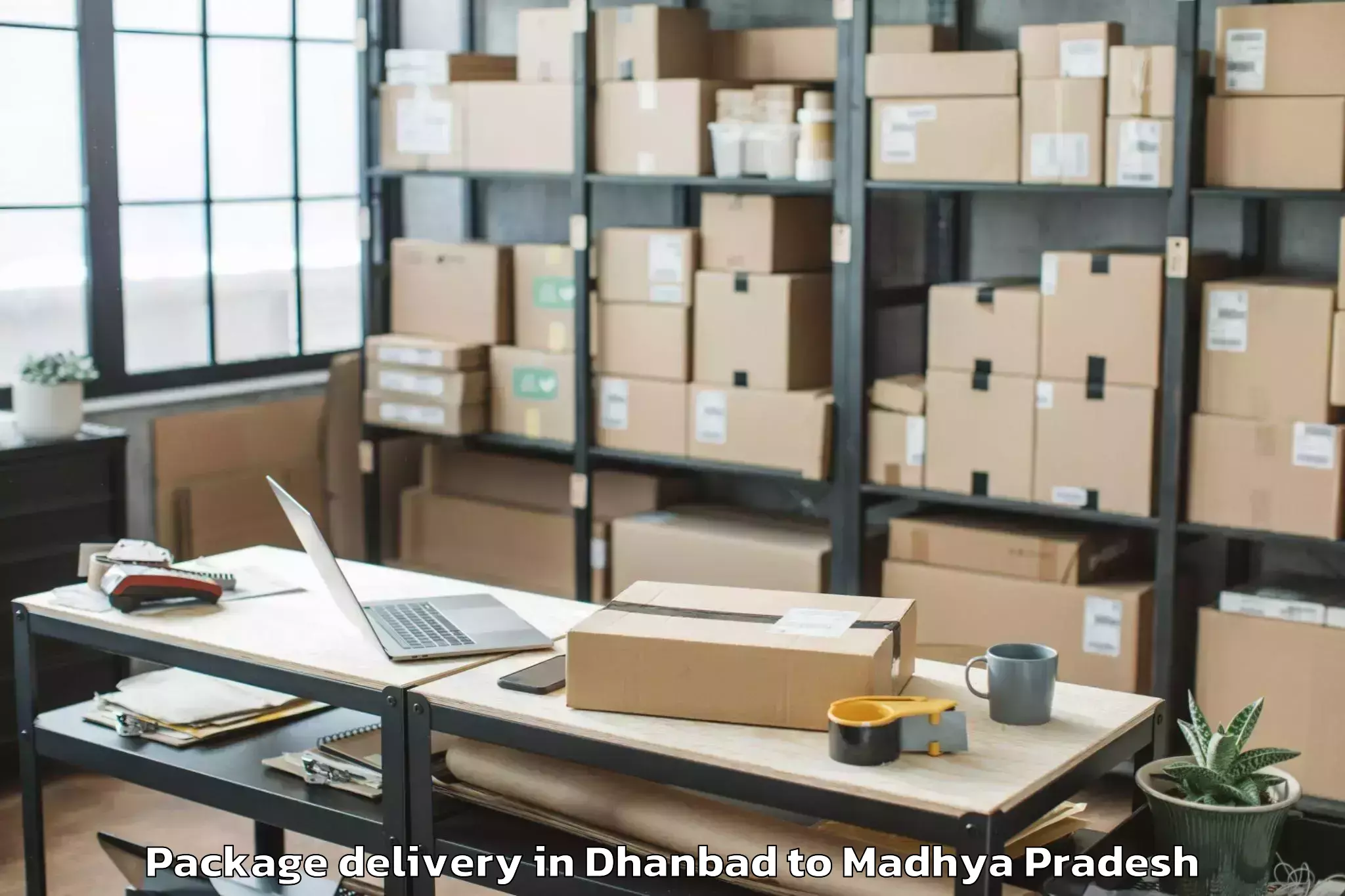 Book Dhanbad to Malwanchal University Indore Package Delivery Online